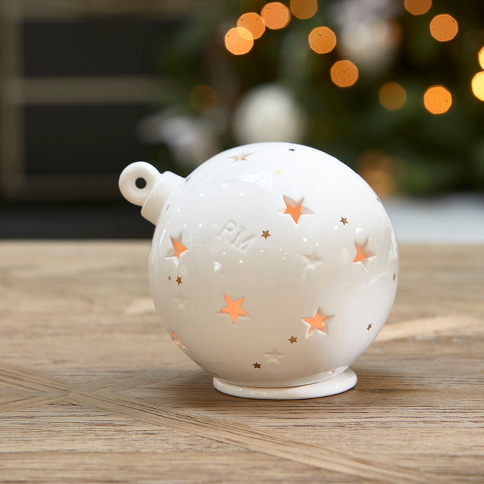 Riviera Maison Waxinelichthouder wit - RM Starry Christmas Bauble