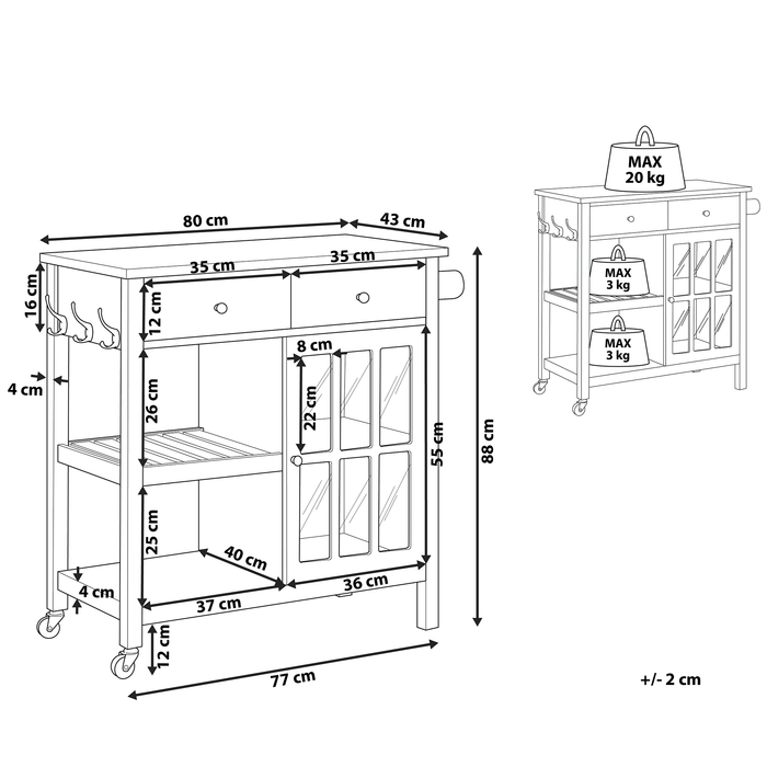 Beliani - GENOA - Keukentrolley - Grijs - MDF
