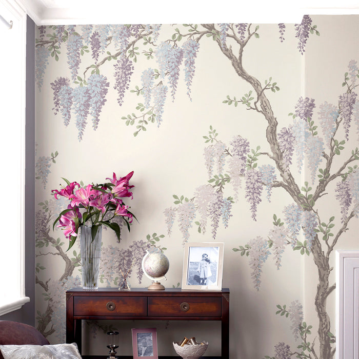 Laura Ashley Wisteria Garden Fotobehang - Planten - 280x300cm - Paars