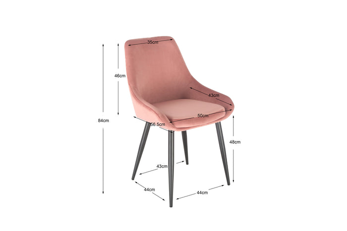 Furnihaus Eetkamerstoel Oscar - Velvet Roze - Set van 4