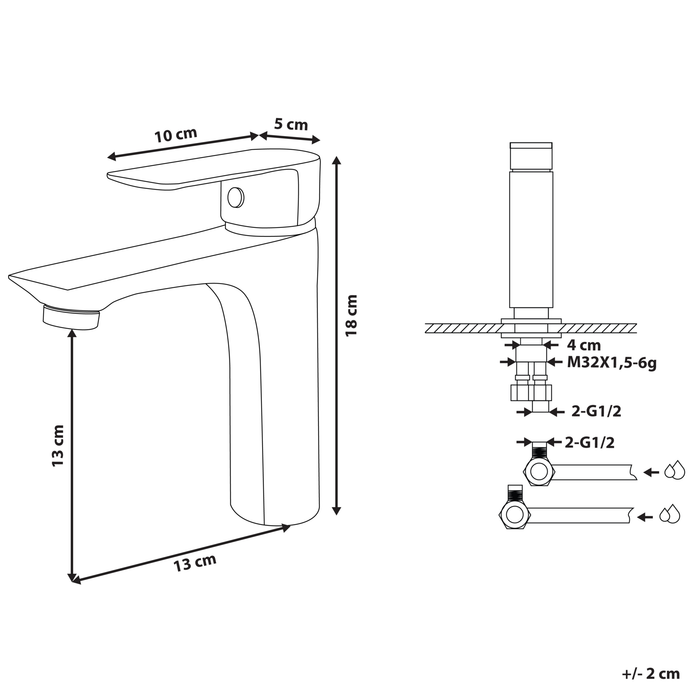 Beliani - BERLOI - Wastafelkraan - Zwart - Messing