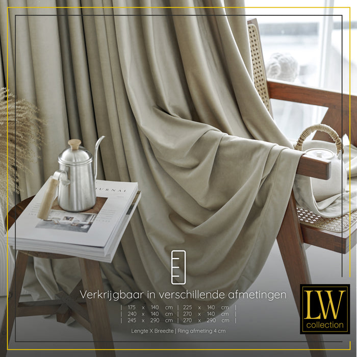 LW Collection Kant en klaar gordijnen taupe 140x270cm