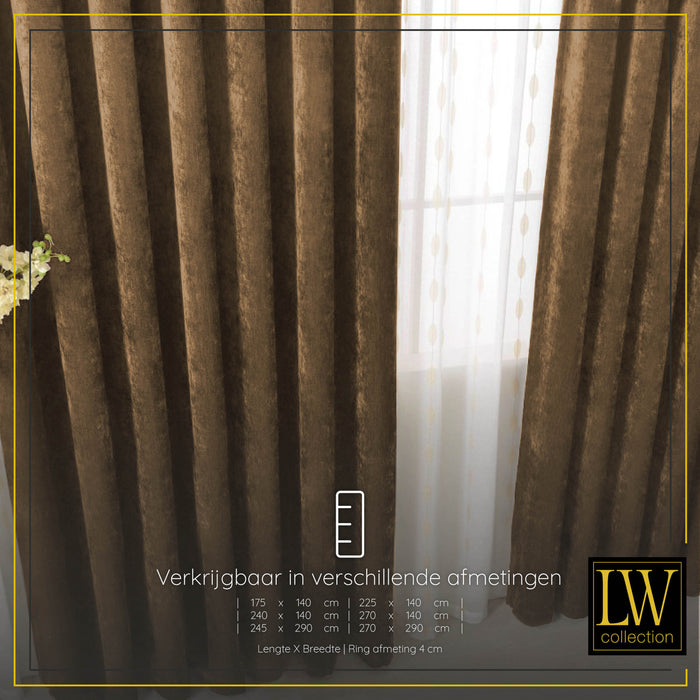 LW Collection Kant en klaar gordijnen bruin 140x270cm