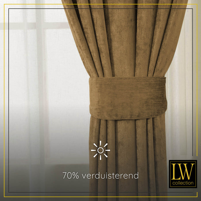 LW Collection Kant en klaar gordijnen bruin 140x270cm