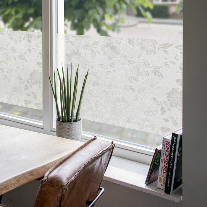d-c-fix Damast Raamfolie - 45x200cm - Melkglas - Planten - Zelfklevend