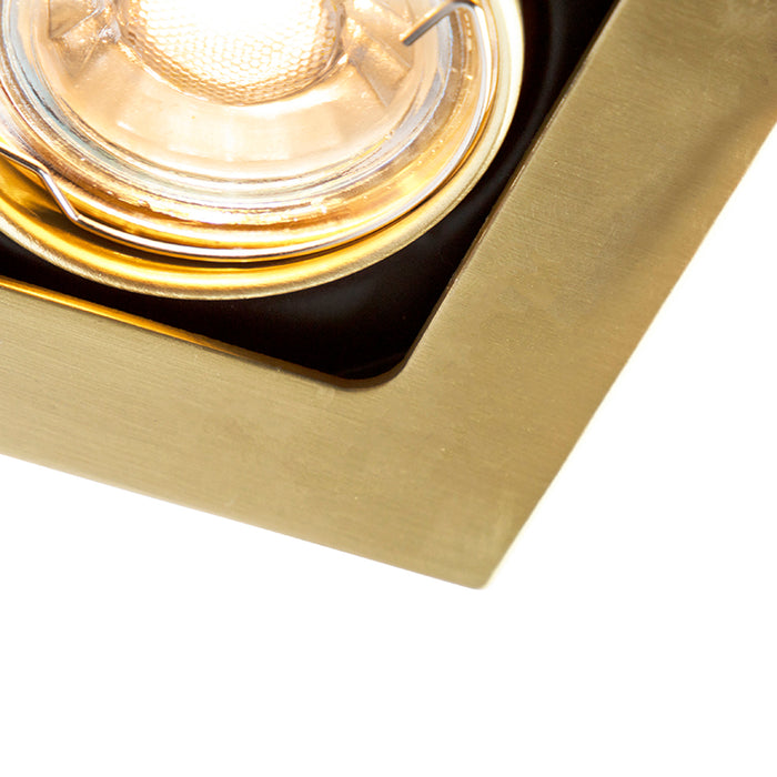 QAZQA Vierkante inbouwspot messing draai- en kantelbaar - Artemis