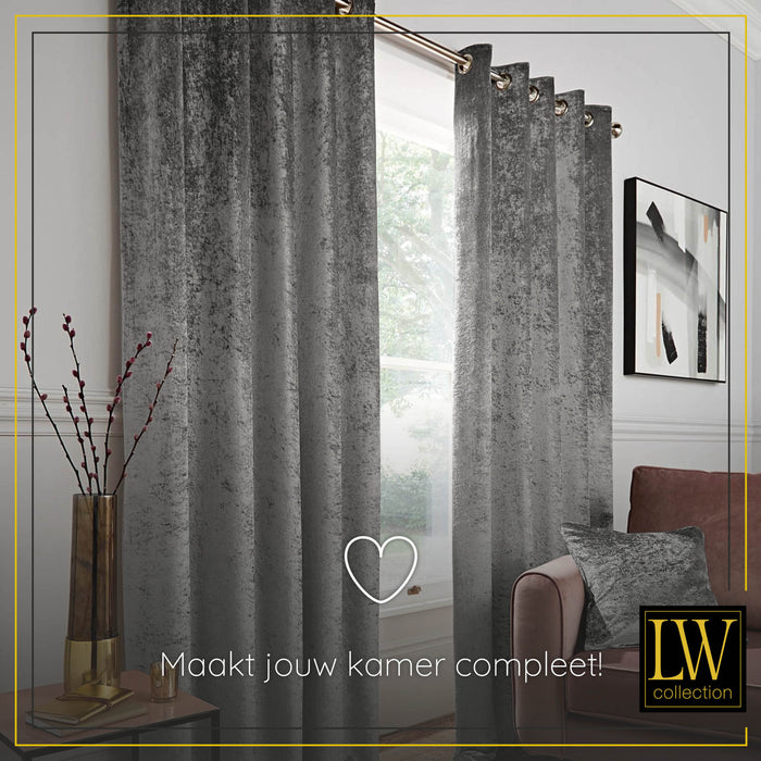 LW Collection Kant en klaar gordijnen grijs 140x270cm