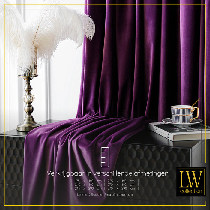 LW Collection Kant en klare gordijnen paars 290x245cm