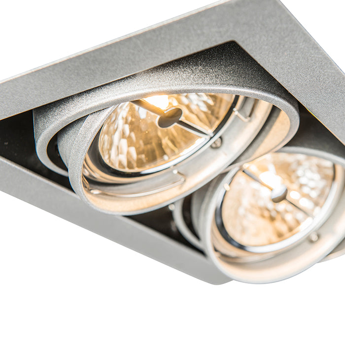 QAZQA Inbouwspot staal AR111 verstelbaar 2-lichts - Oneon