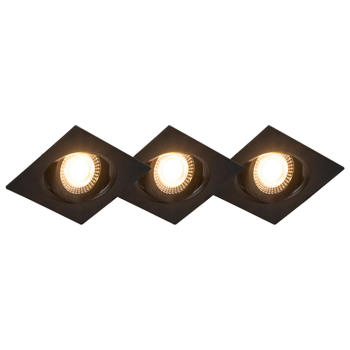 QAZQA Set van 3 inbouwspots zwart incl. LED 3-staps dimbaar - Miu