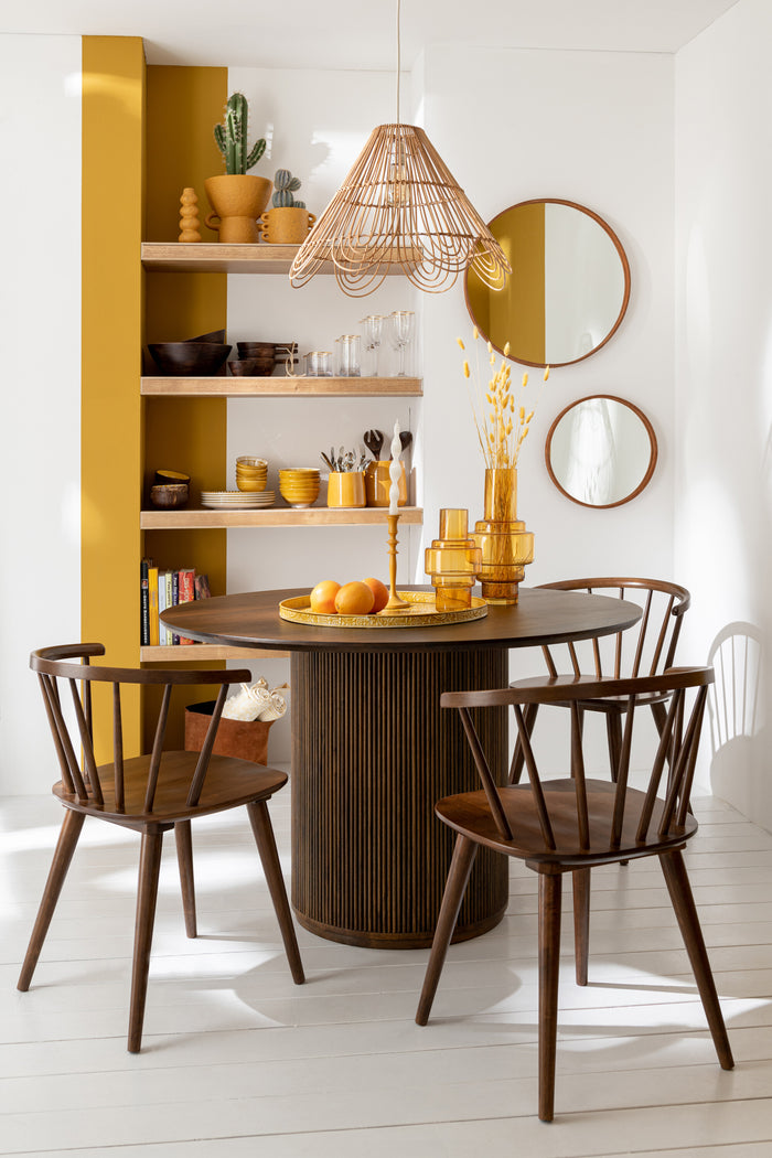 J-Line Spiegel Rond Leder Cognac Large