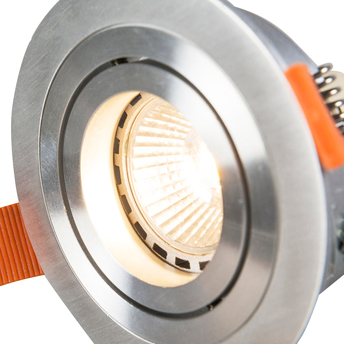 QAZQA Moderne inbouwspot staal draai- en kantelbaar - Rondoo