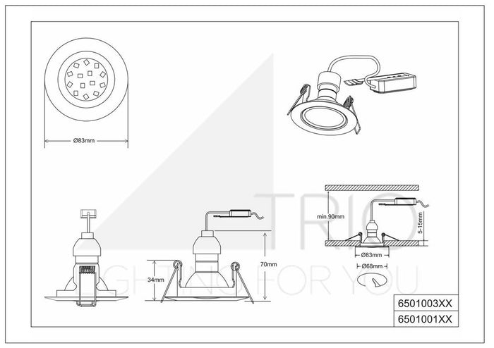 Trio Leuchten Jura Inbouwspot (Rond) 1x GU10 Kantelbaar Zwart