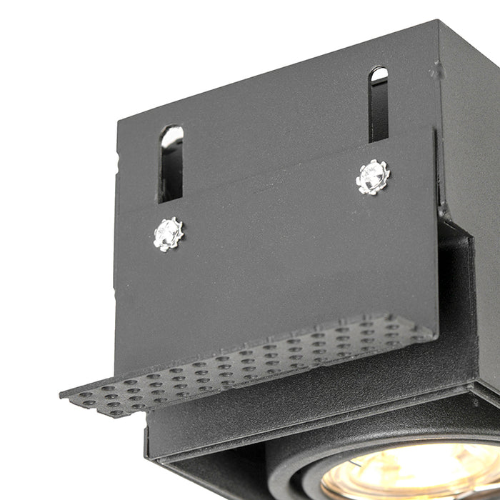 QAZQA Smart inbouwspot zwart incl. 2 Wifi GU10 trimless - Oneon 2