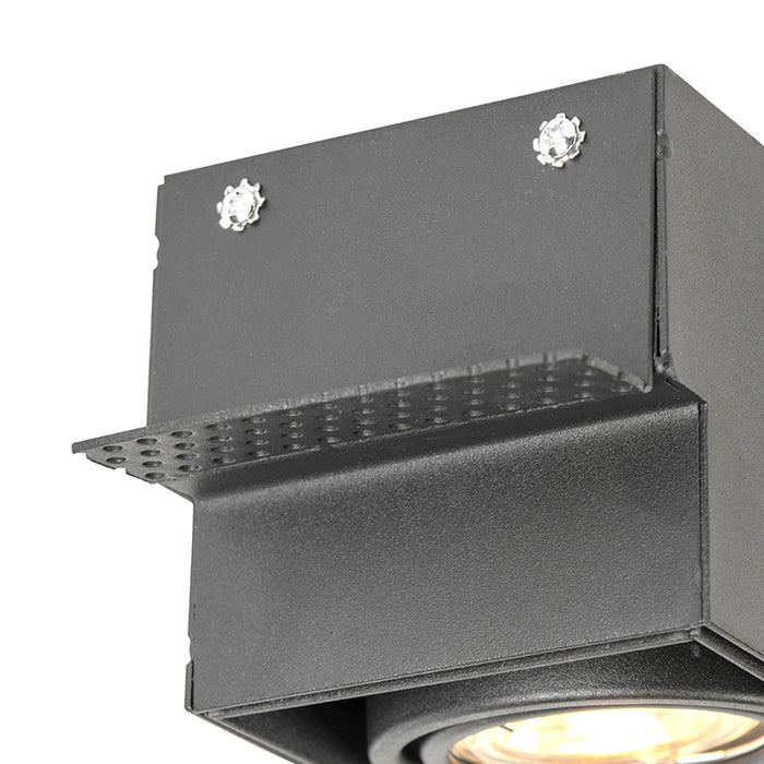 QAZQA Smart inbouwspot zwart incl. 2 Wifi GU10 trimless - Oneon 2