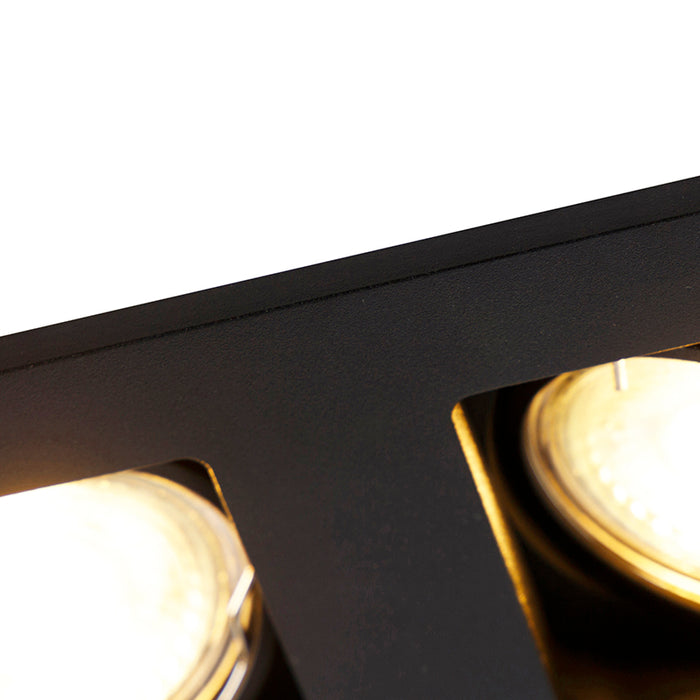 QAZQA Inbouwspot zwart rechthoekig 2-lichts - Qure