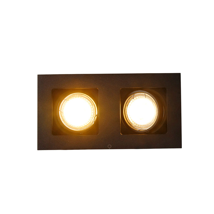 QAZQA Inbouwspot zwart rechthoekig 2-lichts - Qure