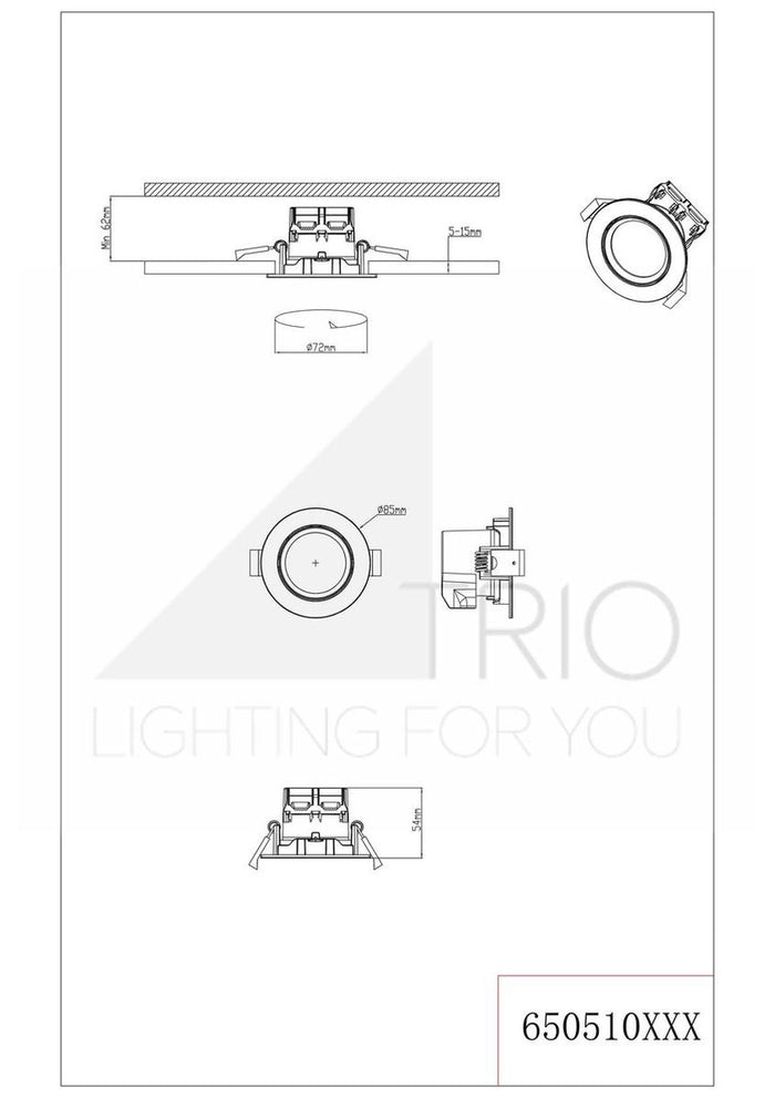 Trio Leuchten Pamir Inbouwspots 3x SMD 5,5W Wit