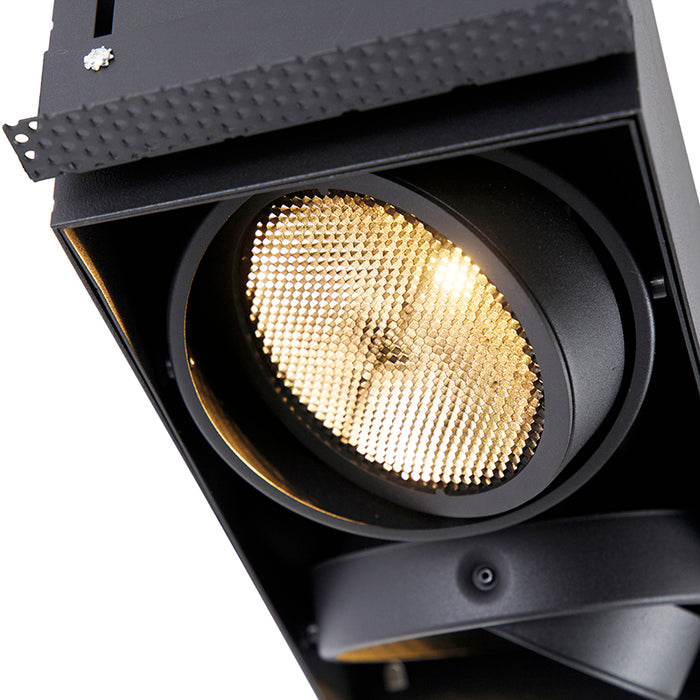 QAZQA Inbouwspot zwart GU10 AR111 Trimless 2-lichts - Oneon Honey