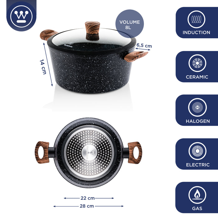 Westinghouse Kookpan 28 cm Black Marble Wood