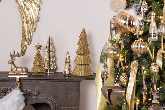 Clayre & Eef Kerstdecoratie Kerstboom 20 cm Goudkleurig IJzer