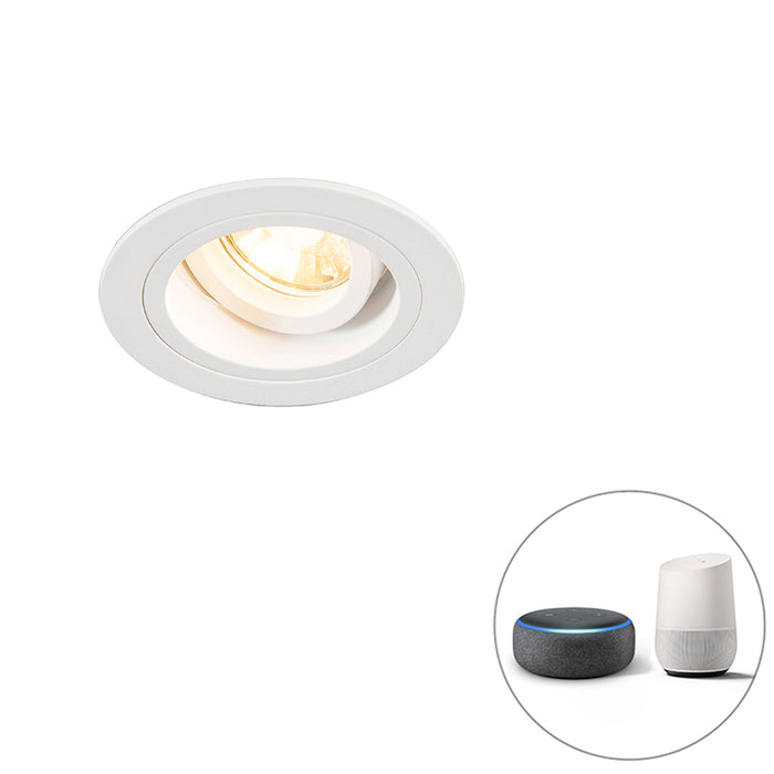 QAZQA Smart inbouwspot wit rond kantelbaar incl. Wifi GU10 - Chuck
