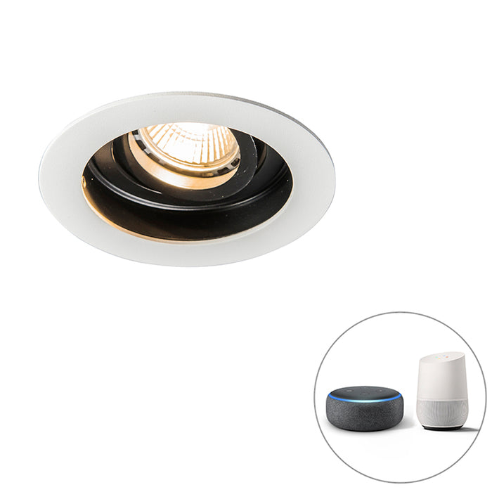 QAZQA Smart inbouwspot wit met staal incl. Wifi GU10 - Rondoo
