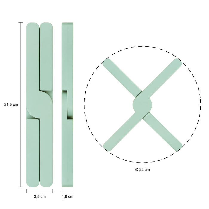 Krumble Opvouwbare siliconen pannenonderzetter - Groen - Set van 4