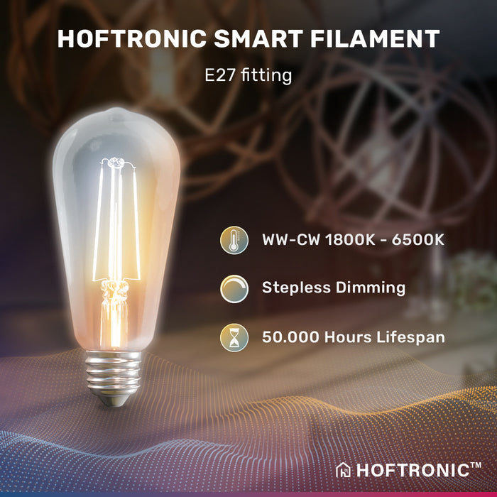 HOFTRONIC Smart LED Filament ST64 WiFi + Bluetooth