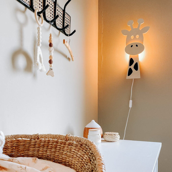 Houten wandlamp kinderkamer | Giraffe - blank