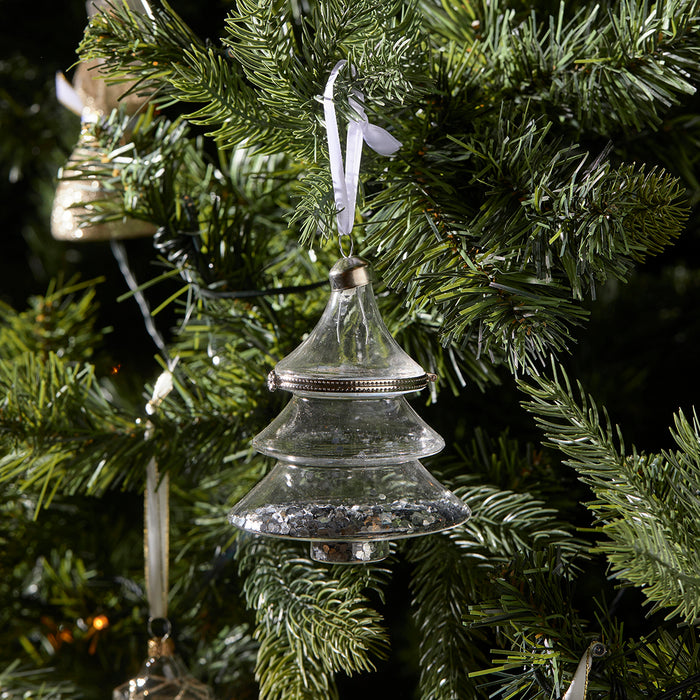 Riviera Maison Kerstbal zilver - Glittery Christmas (ØxH) 9.5x12.5