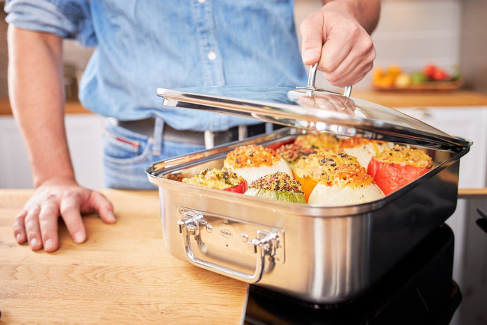 Braadpan met Deksel en Rooster, Rechthoekig, 38 x 28 cm - Rösle | Expe