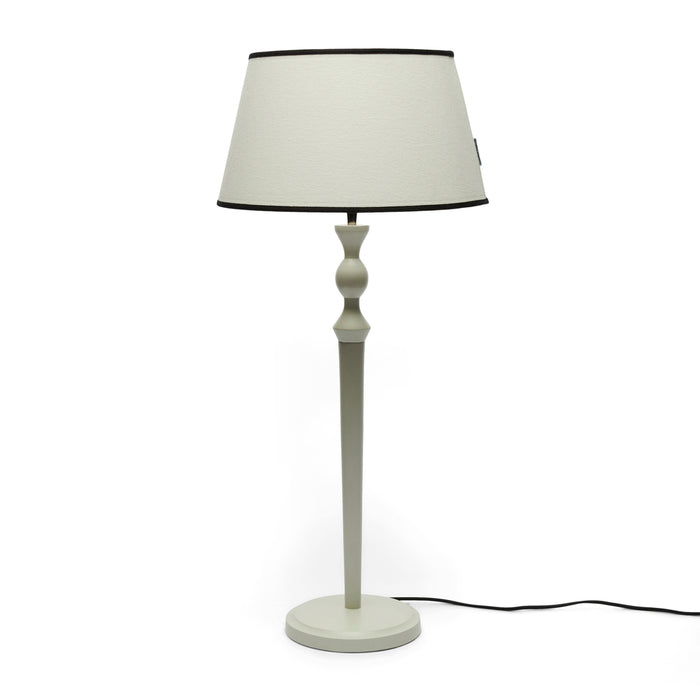 Riviera Maison Lampenkap rond schuin met zwarte rand - Linen - Wit