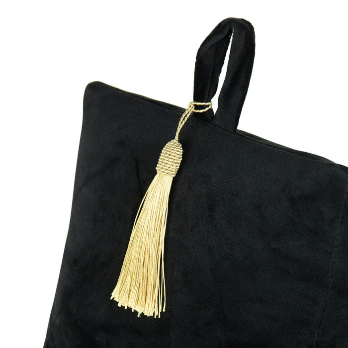 Mars & More Deurstopper - fluweel - zwart kleur - 17 cm