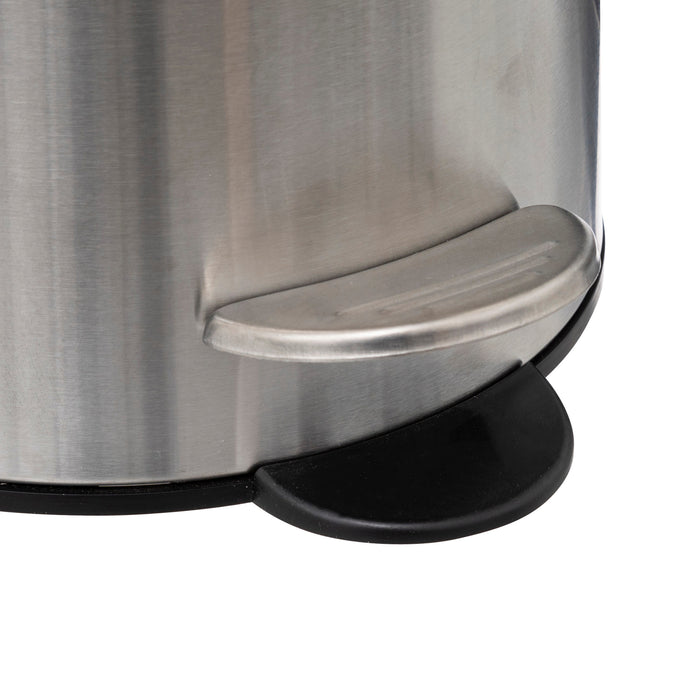 5Five Pedaalemmer - zilver|bamboe - metaal - 3L - 23 cm - soft close