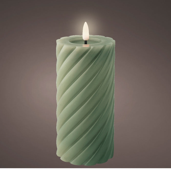 Lumineo Luxe LED kaars - groen - D7,5 x H17 cm - timer