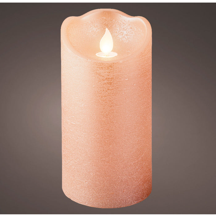 Lumineo LED kaars - lichtroze - D7,5 x H15 cm - met timer