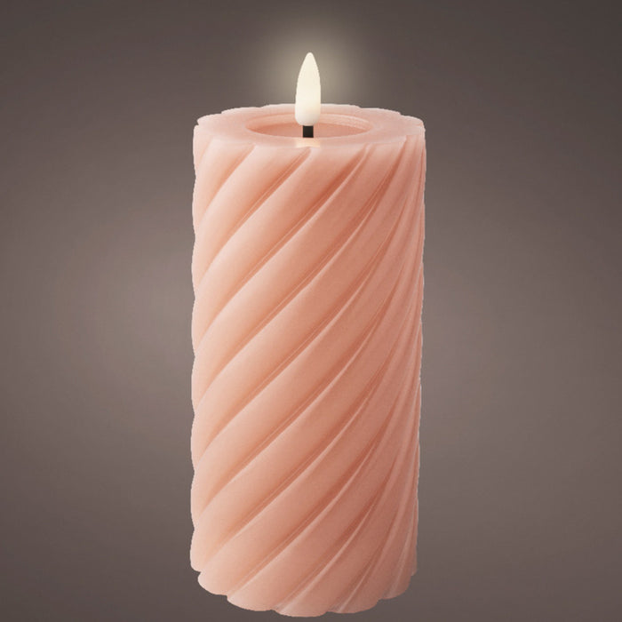 Lumineo Luxe LED kaars - lichtroze - D7,5 x H17 cm - timer