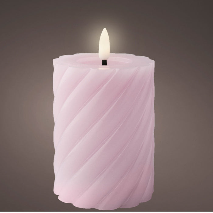 Lumineo Luxe LED kaars - lila paars - D7,5 x H12,3 cm - timer