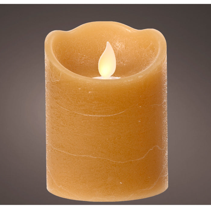 Lumineo LED kaars - bruin - D7,5 x H10 cm - met timer