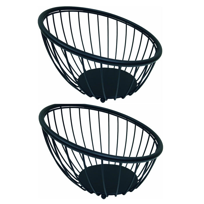 Artex Fruitschaal-fruitmand - metaal - zwart - 25 x 10 cm