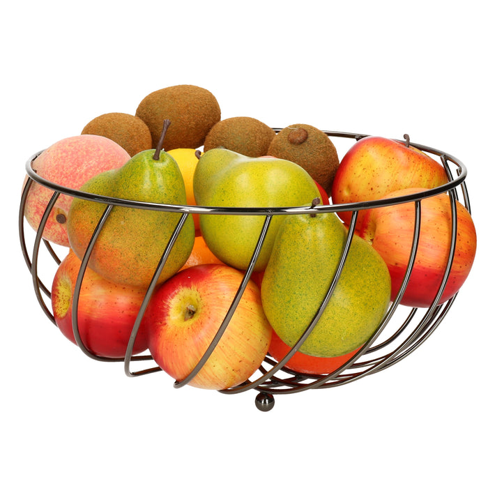 Cosy & Trendy Fruitmand - metaal - zwart - rond - 27 x 14 cm