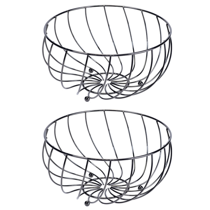 Cosy & Trendy Fruitmand - metaal - zwart - rond - 27 x 14 cm