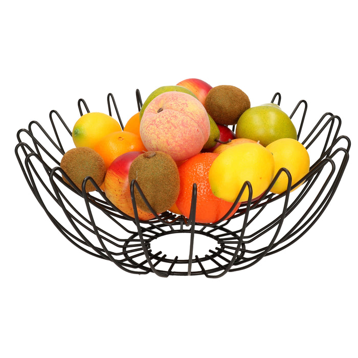 Secret de Gourmet Fruitschaal-fruitmand - zwart - metaal - 35 cm