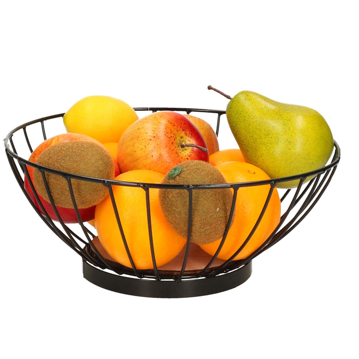 Svenska Living Fruitmand - zwart - metaal - rond - 28 cm