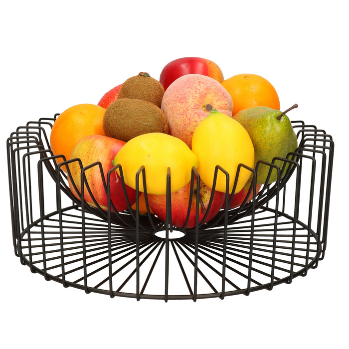 Cosy & Trendy Fruitmand-fruitschaal - metaal - zwart - 33 x 12 cm