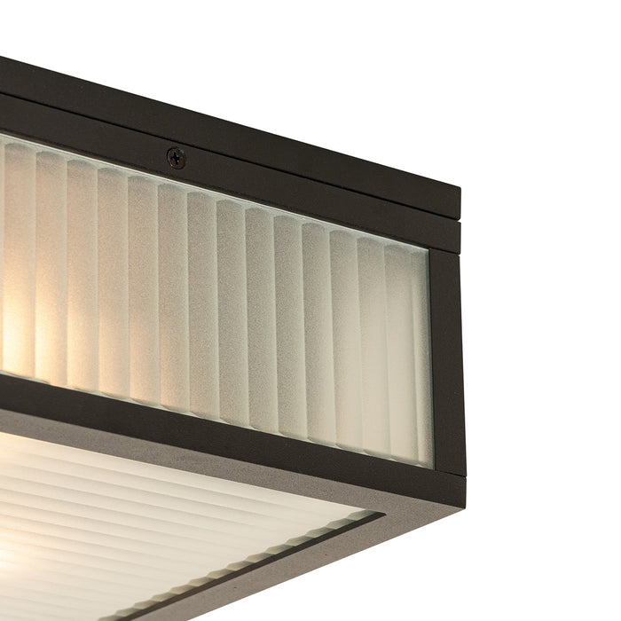 QAZQA Smart buiten plafondlamp zwart met ribbel glas incl. Wifi A60 -