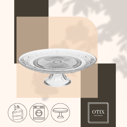OTIX Taartplateau Met Voet Renaissance Transparant 29x29x10.5 cm Glas