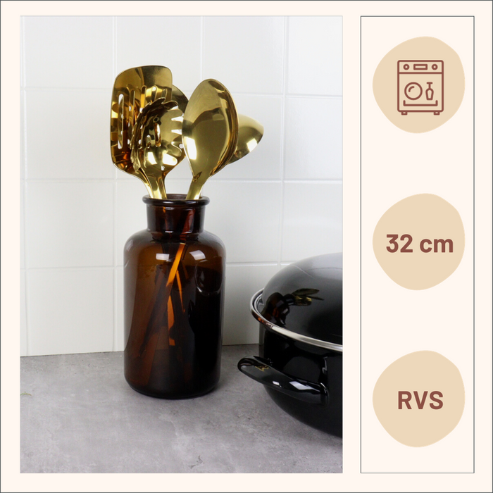 OTIX Keukengerei Set 5-delig Goud Schuimspaan Spaghettilepel Soeple...