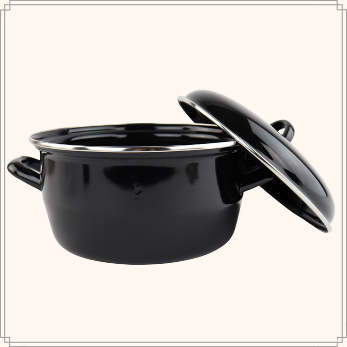 OTIX Frituurpan Zwart Inductie Emaille Friteuse Frietpan diameter 2...